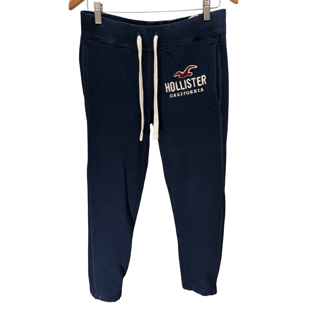 Hollister Sweatpants Womens XS Navy Blue Joggers Fleece Logo Athleisure Y2K